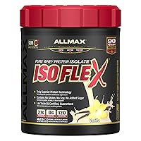 ALLMAX ISOFLEX Whey Protein Isolate, Vanilla - 1 lb - 27 Grams of Protein Per Scoop - Zero Fat & Sugar - 99% Lactose Free - Gluten Free & Soy Free - Approx. 15 Servings
