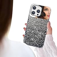 Bonitec Compatible with iPhone 14 Pro Max Mirror Case Glitter for Women Girly Bling Sparkle Luxury Gradient Cover with Rhinestone Shockproof Protective Glitter Case for iPhone 14 Pro Max, Black