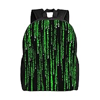 Green Matrix Backpack Waterproof Lightweight Laptop Backpack Large Capacity Travel Daypack For Women Men