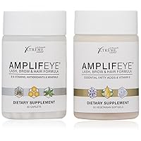 Amplifeye Lash, Brow & Hair Formula Supplements | Contains Vitamins, Minerals, & Botanicals | Pack of 2, 30 Day Supply