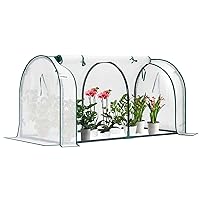 VIVOSUN Portable Mini Greenhouse 47x23x23-Inch Tunnels, PE Cover with Roll-up Zipper Door, for Indoor Outdoor or Garden Plant Growing, White