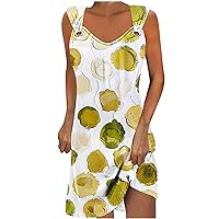 Tropical Hawaiian Dresses for Women Summer Cute Sleeveless Tie-dye Print Sun Dress Loose Fit Casual Beach Tank Dress