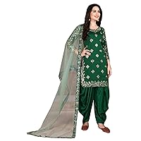 Green Bollywood Muslim Women Wear Punjabi Patiyala Art Silk Salwar Kameez Cocktail Party Wear Hit Design 1171