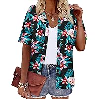 Women's Hawaiian Shirts Coconut Button Summer Soft Button Down Shirts Short Sleeve