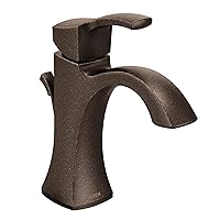 Moen Voss Oil Rubbed Bronze One-Handle High-Arc Bathroom Faucet with Drain Assembly for Single-Hole Sink, 6903ORB