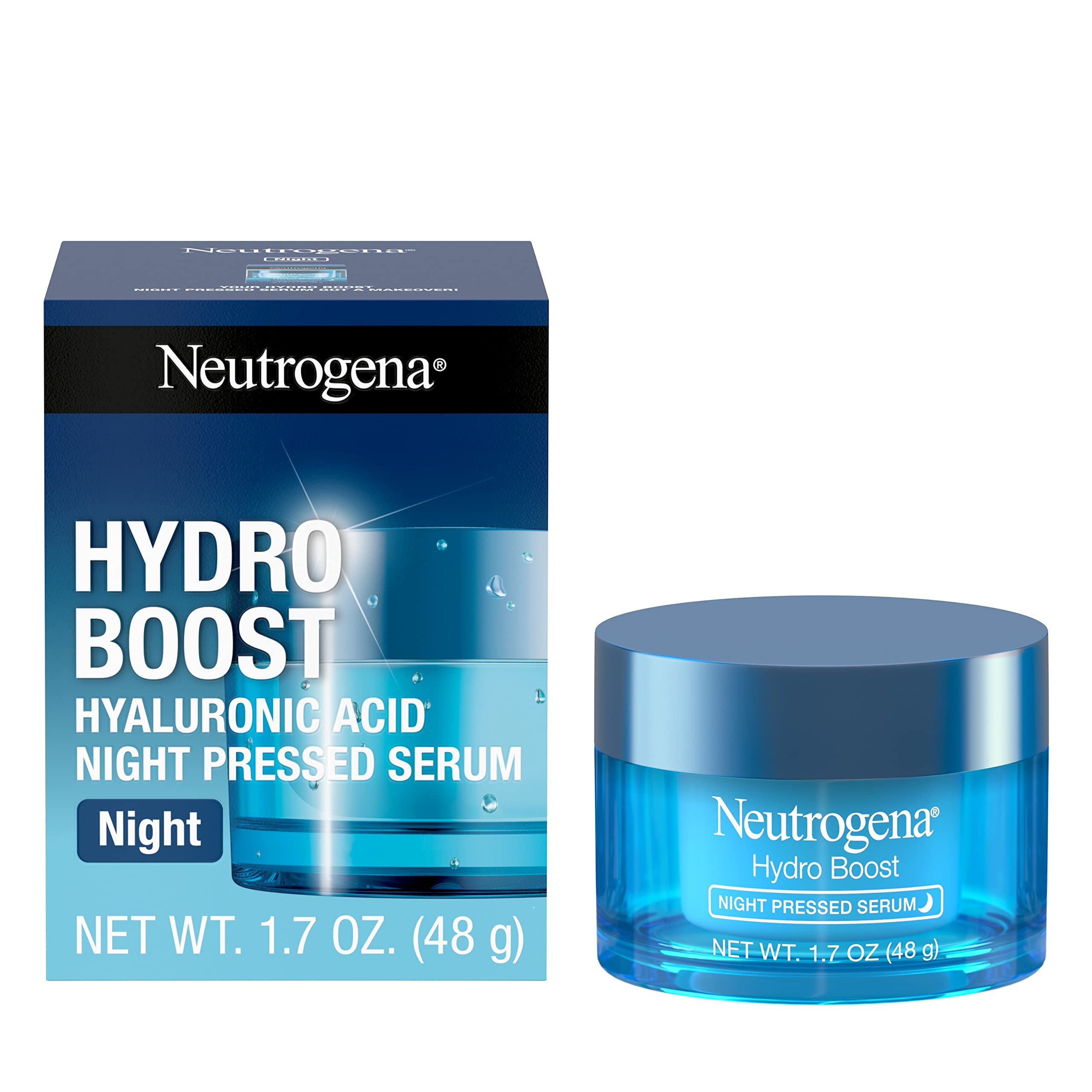 Neutrogena Hydro Boost Night Moisturizer for Face, Hyaluronic Acid Facial Serum for Dry Skin, Oil-Free and Non-Comedogenic, 1.7 oz