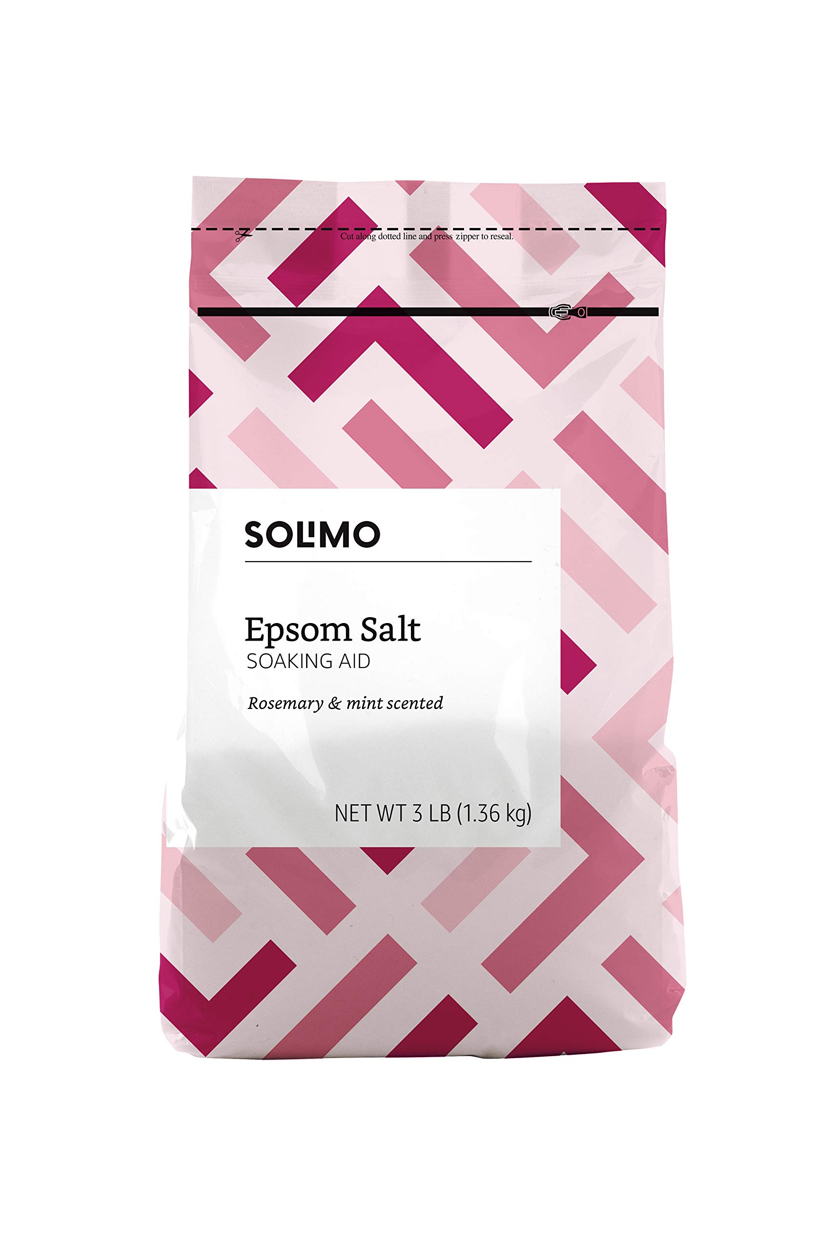 Amazon Brand - Solimo Epsom Salt Soaking Aid, Rosemary & Mint Scent, 3 Pound