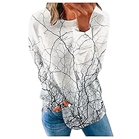 Ladies Fall Tops And Blouses 2023 Casual Printed Long Sleeve Tops Crew Neck Sweatshirts Pullover Plus Size Blouses