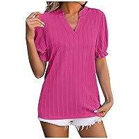Prime Deals Ladies Tops and Blouses Notch V Neck Summer T Shirt Basic Plain Casual T-Shirt Relaxed Fit Trending Tunic Tee Summer Tops for Teens