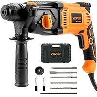 VEVOR 1 Inch SDS-Plus Rotary Hammer Drill, 8 Amp Corded Drills, Heavy Duty Chipping Hammers w/Safety Clutch, Electric Demolition Hammers, Taladro Rotomartillo, Power Tool For Concrete