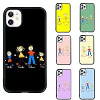Compatible for iPhone 15 14 13 12 11 Pro Max Plus Mini Xr Xs X 8 7 SE Case for Personalized Customized Your Family Members & Name Design Customized Gift Case for Gifts Girls (Happy Family Cartoon )
