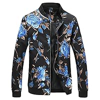 Autumn Printed Jackets Fashion Slim Fit Mens Casual Bomber Jacket Cardigan Zipper Coats
