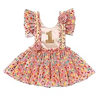 Toddler Baby Girl 1st Birthday Princess Dress Vintage Daisy Floral Cake Smash Romper Dress Photo Shoot
