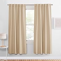 PONY DANCE Beige Window Treatments - W 42 x L 72 Inches, Biscotti Beige Draperies & Curtains Heavy-Duty Soft Back Loop/Rod Pocket Panels Home Decoration Light Block for Living Room, 2 PCs