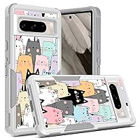for Google Pixel 8 Pro, Cute Cats Pattern Shock-Absorption Hard PC and Inner Silicone Hybrid Dual Layer Armor Defender Case for Google Pixel 8 Pro