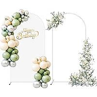 Wedding Arch Backdrop Stand with Wedding Arch Cover Spandex,6.6FT Square Metal Balloon Arch Stand Frame for Wedding Birthday Party Baby Shower Bridal Banquet Decoration, White
