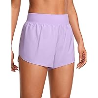 CRZ YOGA High Waisted Dolphin Athletic Running Shorts for Women High Split Comfy Mesh Liner Gym Workout Track Shorts