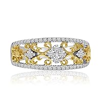 14k Two-Toned Filigree Diamond and Fashion Ring