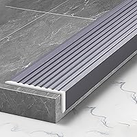 Non-Slip Stair Treads Edge Protector for Wood Stairs & Over Carpet, 3 Inch Wide Transition Strips Self Adhesive for Laminate Flooring, Edge Cover (Color : Light Gray)