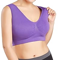 Sports Bra for Women, Full Coverage Padded Yoga Bras Fitness Workout Crop Top Compression Wirefree High Support Bra