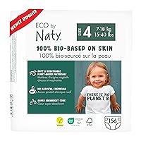 Eco by Naty Eco-Friendly Baby Diapers - 100% Plant-Based Materials on Skin, Soft & Skin-Friendly, Super Absorbent Prevent Leaking (Size 4, 156 Count)
