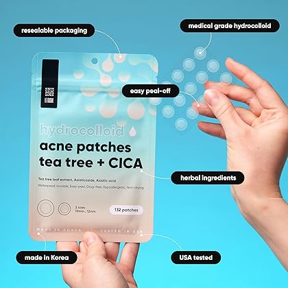 LE GUSHE Acne Pimple Patches for Face 132 dots - Absorbing Hydrocolloid Blemish Spot Skin Treatment and Care Dressing