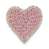 14k Rose Gold Diamond and Pink Sapphire Vintage Love Heart Pendant Necklace Jewelry for Women
