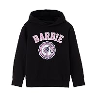 Barbie Girls Hooded Sweatshirt | Young Ladies Checked Collegiate Black Graphic Hoodie | Retro Fashion Hoody Doll Movie Gift