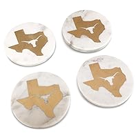 India Handicrafts 71045 White and Gold Foil Texas 4 x 4 Marble Table Top Coasters Set of 4