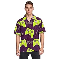 Video Game Joystick Cartoon Men's Hawaiian Shirts Short Sleeve Button Down Vacation Mens Beach Shirts
