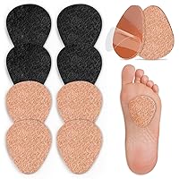 8-Pack Wool Felt Metatarsal Foot Pads Shoe Insoles for Morton's Neuroma, Self-Adhesive Gel Ball of Foot Cushions Inserts for High Heels, 0.2'' Thick Non-Slip Forefoot Support (Black+Beige)