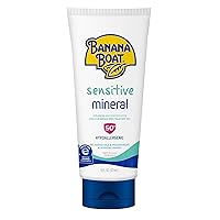 Sensitive 100% Mineral Sunscreen Lotion SPF 50, 6oz | Body Sunscreen, Sensitive Skin Sunblock, Oxybenzone Free Sunscreen, Banana Boat Mineral Sunscreen SPF 50, 6oz