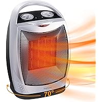 Portable Ceramic Space Heater 1500W/750W, 2 in 1 Oscillating Electric Room Heater with Tip-Over and Overheat Protection, 200 sq. Ft Fast Heating for Indoor Bedroom Office Desk Home