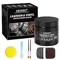 SEISSO Black Leather Recoloring Balm, Black Leather Repair Kit for Car Seats, Leather Repair Cream Kit- Leather Restorer Scratch, Faded, Scuffed, Leather Dye for Couches, Car Seats, Shoes