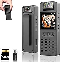 1440P QHD Police Body Camera Built-in 64GB Record Video Audio Picture 2.0”  LCD Infrared Night Vision,3300 mAh Battery Waterproof Shockproof