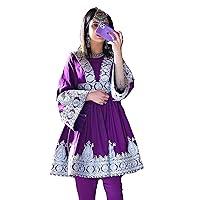 Afghan Women Kuchi Dress, Purple Frock, Handmade Traditional Embroidery, Stunning Outfit, Medium Size