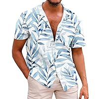 Mens Funky V Neck Hawaiian Shirts Relaxed Fit Short Sleeve Floral Tropical Tops Summer Casual Holiday Traveling Bowling Shirt