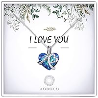 AOBOCO Sterling Silver Heart Pendant Necklace for Women I Love You Forever Jewelry Gifts for Her