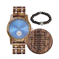 Personalized Wood Watch for Men | Engraved Analog Quartz Handmade Wood Watch for Dad Son Husband Customized