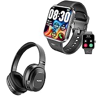 TOZO S4 AcuFit One Smartwatch 1.78-inch Bluetooth Talk Dial Fitness Tracker Black + HT1 Hybrid Active Noise Cancellation Wireless Over-Ear Bluetooth Headphones Black