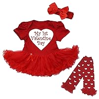 Petitebella My 1st Valentine Day Red Bodysuit Red Tutu Leg Warmer Nb-18m