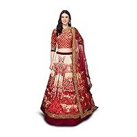 Traditional Lehenga Choli Embroidered with Chennai Silk Fabric Red Green Blue Color Lehngha