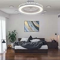 Modern Ceiling Light with Fans Remote Control Ultra Quiet Modern 6 Wind Speeds Changeable 3 Color Changing Lighting Fixtures Dimmable Fan Light for Living Room, Bedroom, Dining Room