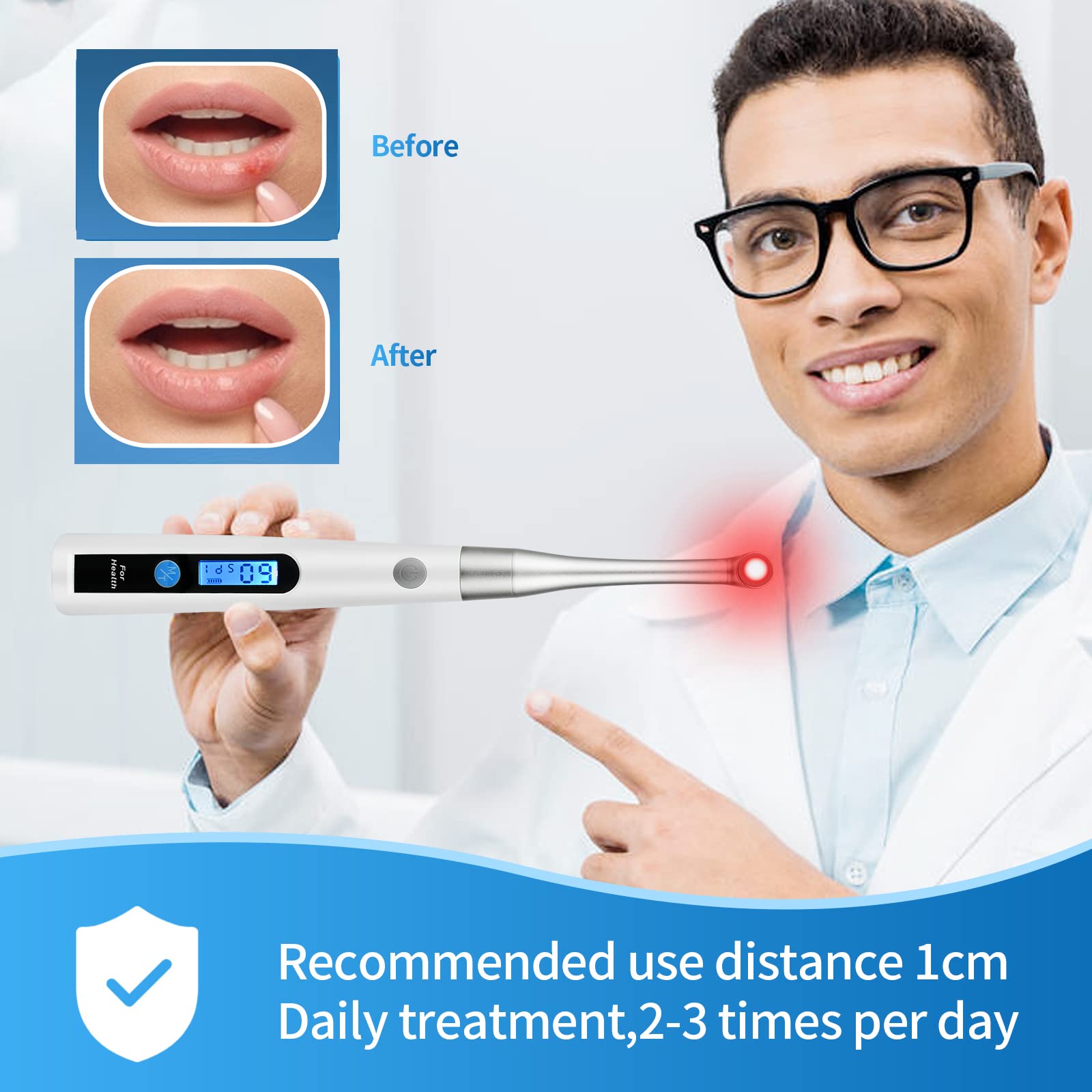 WINLEAD Cold Sore Treatment Device, Red Light Cold Sore Device for Pain Relief and Canker Sore Management, Dual Wavelength 660nm 850nm Red Infrared Light Therapy