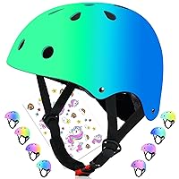 Color Gradient Adjustable Helmet, Kids Toddler Girls Boys Child Bike Helmet for Multi-Sports Cycling Skating Bike Rollerblading Scooter Ages 3-5, 5-8, 8-14