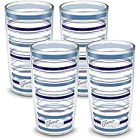 Tervis Made in USA Double Walled Fiesta Insulated Tumbler Cup Keeps Drinks Cold & Hot, 16oz - 4pk, Lapis Stripes