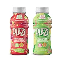 PLEZi Flavored Kids Juice Drink - Tropical Fruit Punch & Apple Splash Fruit Juice Drink Blend - No Added Sugar, 2g Fiber - Tasty Refreshing Juices for Kids - 8 fl oz (2 Packs of 12)
