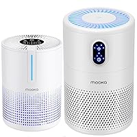 MOOKA Air Purifiers for Home Large Room up to 1076ft² and Desktop Air Purifiers with USB-C Cable for Smokers Pollen Pets Dust Odors