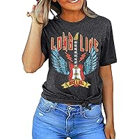 Rock & Roll T Shirt for Women Fashion Rock Music Graphic Tees Shirt Casual Country Music Rock Concert Band Shirt Top