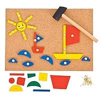 Bigjigs Toys, Pin-a-Shape Set - 229 Piece, Pin Art, Kids Art Set, Pin Board, Activity Board, Arts and Crafts For Kids, Wooden Shapes Game, Early Development & Activity Toys